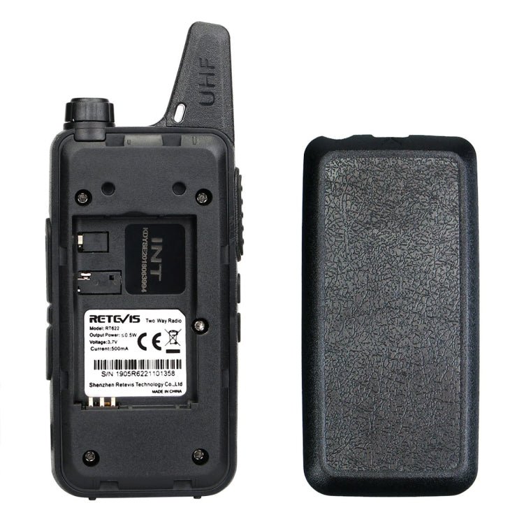 1 Pair RETEVIS RT622 EU Frequency 400-480MHz 16CHS Two Way Radio Handheld Walkie Talkie, EU Plug(Black)