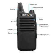 1 Pair RETEVIS RT622 US Frequency 400-480MHz 16CHS Two Way Radio Handheld Walkie Talkie, US Plug(Black)