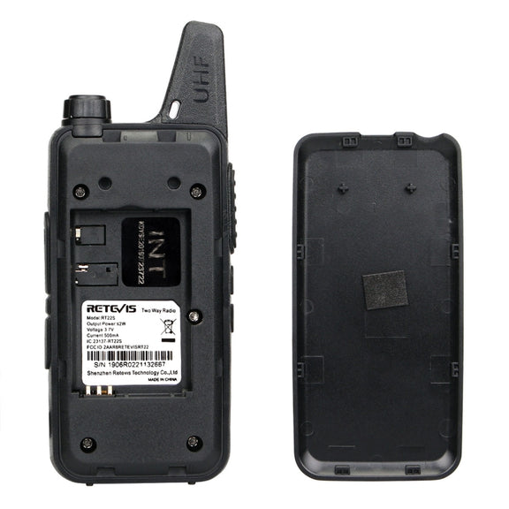 1 Pair RETEVIS RT22S US Frequency 22CHS FRS License-free Two Way Radio Handheld Walkie Talkie, US Plug(Black)