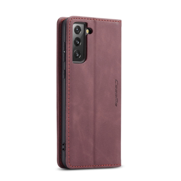 For Samsung Galaxy S21 FE CaseMe 013 Multifunctional Horizontal Flip Leather Case, with Card Slot & Holder & Wallet(Wine Red)