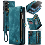 ForFor Samsung Galaxy S21 FE CaseMe 008 Detachable Multifunctional Flip Leather Phone Case(Blue)