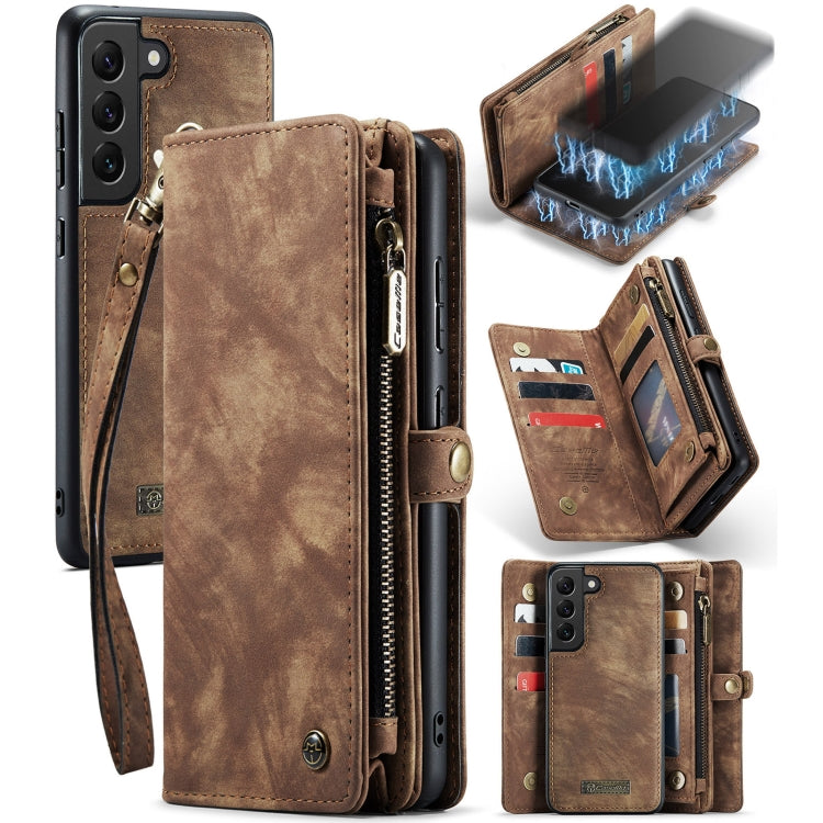 For SamsFor Samsung Galaxy S21 FE CaseMe 008 Detachable Multifunctional Flip Leather Phone Case(Brown)