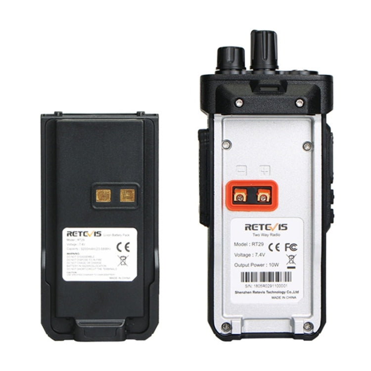 RETEVIS RT29 10W UHF 400-480MHz 16CHS Two Way Radio Handheld Walkie Talkie, EU Plug(Black)