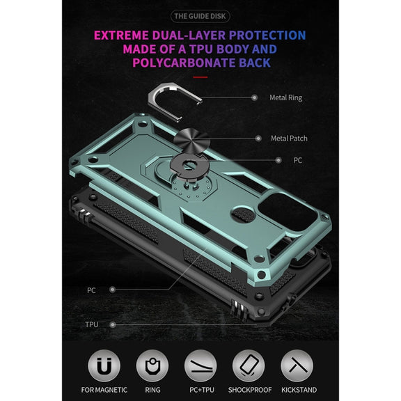For Motorola Moto G10 / G30 Shockproof TPU + PC Protective Case with 360 Degree Rotating Holder(Green)