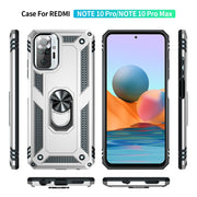 For Xiaomi Redmi Note 10 Pro Shockproof TPU + PC Protective Case with 360 Degree Rotating Holder(Silver)