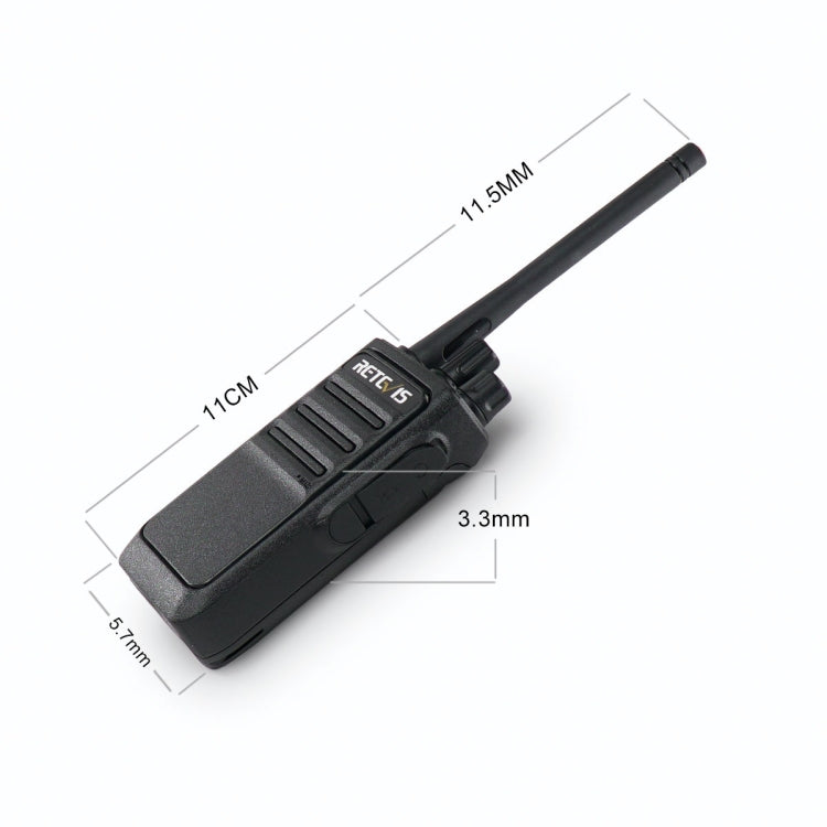 1 Pair RETEVIS RT17 2W 16CHS FRS Two Way Radio Handheld Walkie Talkie, US Plug(Black)