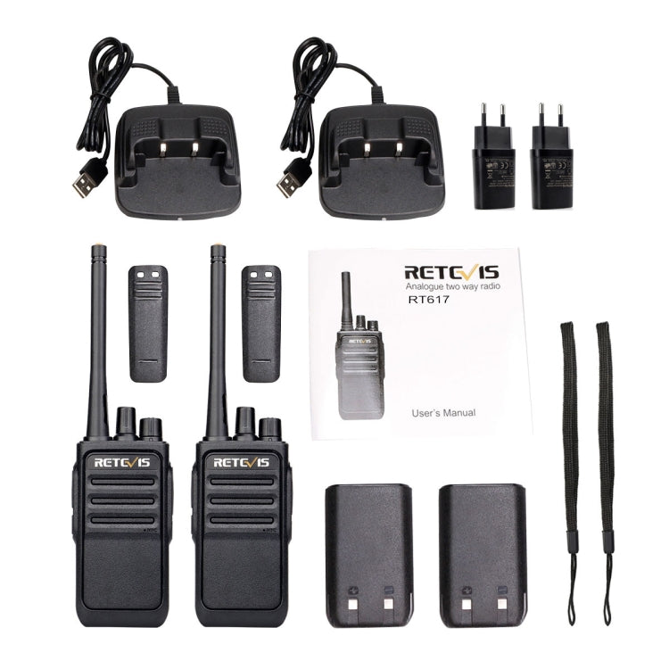 1 Pair RETEVIS RT617 0.5W PMR446 16CHS Two Way Radio Handheld Walkie Talkie, EU Plug(Black)