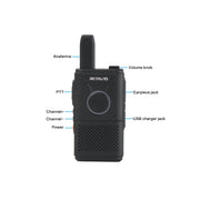 1 Pair RETEVIS RT18 PMR446 16CHS Dual PTT Handheld Walkie Talkie, EU Plug(Black)
