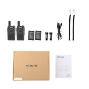 1 Pair RETEVIS RT18 PMR446 16CHS Dual PTT Handheld Walkie Talkie, EU Plug(Black)