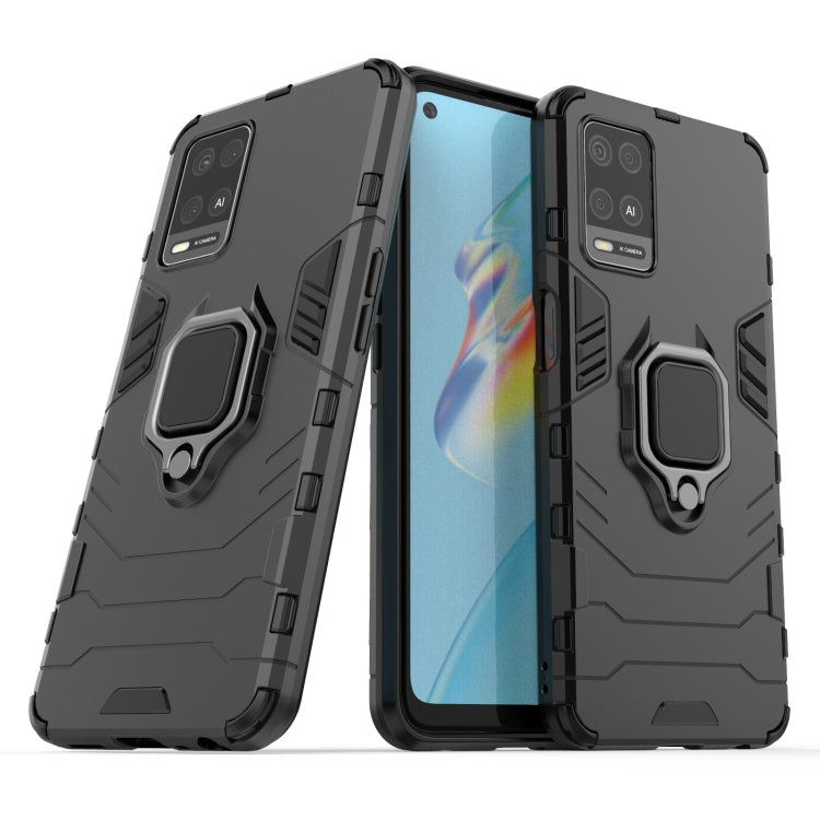 For OPPO A54 4G Shockproof PC + TPU Protective Case with Magnetic Ring Holder(Black)