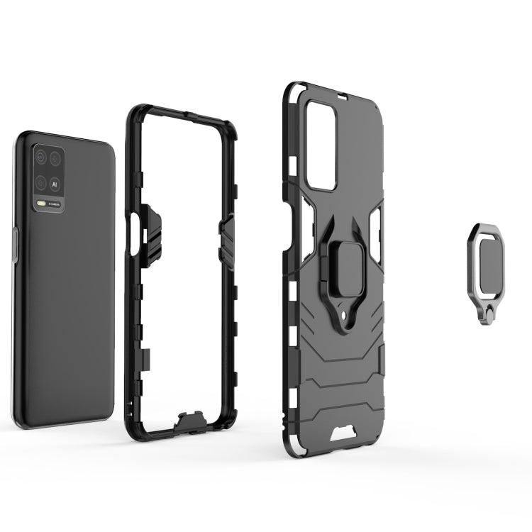 For OPPO A54 4G Shockproof PC + TPU Protective Case with Magnetic Ring Holder(Black)