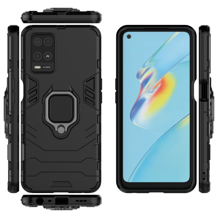 For OPPO A54 4G Shockproof PC + TPU Protective Case with Magnetic Ring Holder(Black)