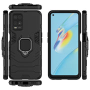 For OPPO A54 4G Shockproof PC + TPU Protective Case with Magnetic Ring Holder(Black)