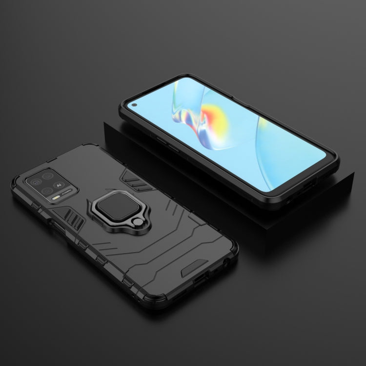 For OPPO A54 4G Shockproof PC + TPU Protective Case with Magnetic Ring Holder(Black)
