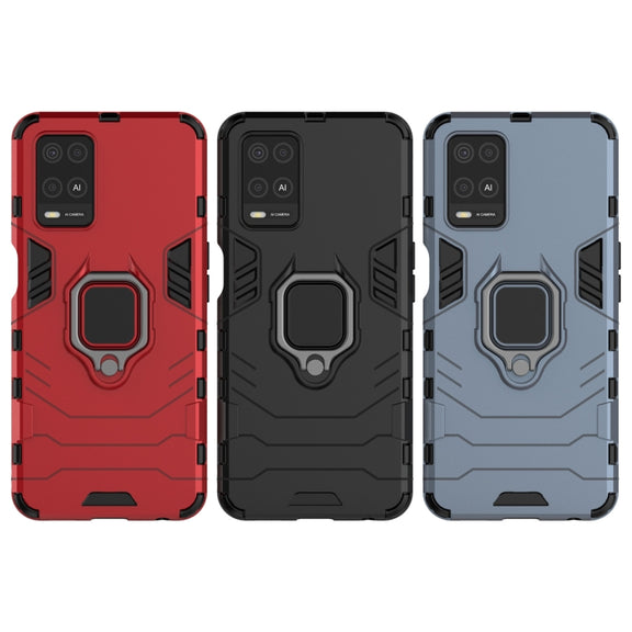 For OPPO A54 4G Shockproof PC + TPU Protective Case with Magnetic Ring Holder(Black)