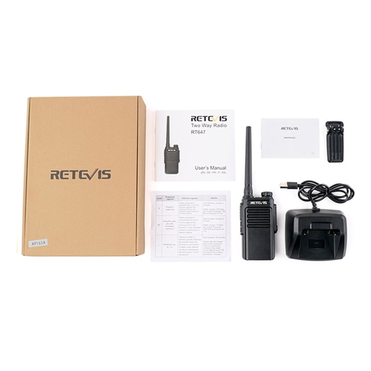 RETEVIS RT47 16CHS IP67 Water-resistant FRS Two Way Radio Handheld Walkie Talkie, US Plug(Black)