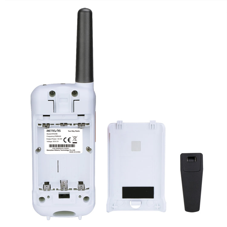 1 Pair RETEVIS RT649B 0.5W EU Frequency 446.00625-446.19375MHz 16CHS Two Way Radio Handheld Walkie Talkie, EU Plug(White)