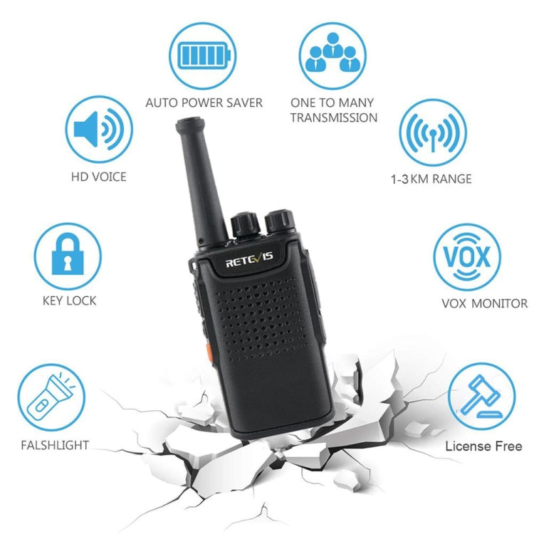 RETEVIS RT67 0.5W PMR446 16CHS Two Way Radio Mini Handheld Walkie Talkie, EU Plug(Black)