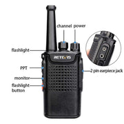 RETEVIS RT67 0.5W PMR446 16CHS Two Way Radio Mini Handheld Walkie Talkie, EU Plug(Black)