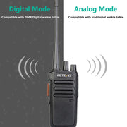RETEVIS RT43 5W UHF 400-480MHz 32CHS DMR Digital Two Way Radio Handheld Walkie Talkie, US Plug(Black)