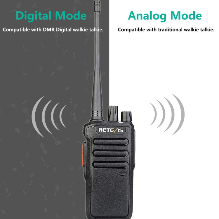 RETEVIS RT43 5W UHF 400-480MHz 32CHS DMR Digital Two Way Radio Handheld Walkie Talkie, US Plug(Black)