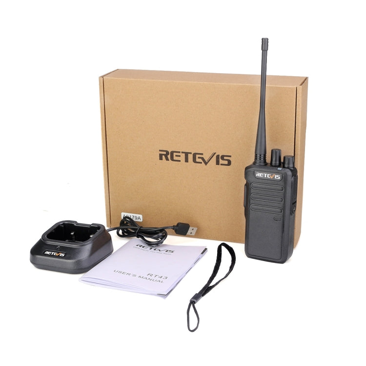 RETEVIS RT43 5W UHF 400-480MHz 32CHS DMR Digital Two Way Radio Handheld Walkie Talkie, US Plug(Black)