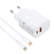 T087 20W USB-C / Type-C + USB Ports Charger with 100W Type-C to 8 Pin Fast Charging Cable 2m, EU Plug