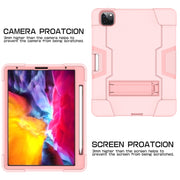 Contrast Color Robot Shockproof Silicone + PC Protective Case with Holder & Pen Slot For iPad Pro 12.9 (2018) / (2020)(Rose Gold)