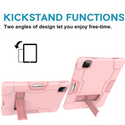 Contrast Color Robot Shockproof Silicone + PC Protective Case with Holder & Pen Slot For iPad Pro 12.9 (2018) / (2020)(Rose Gold)