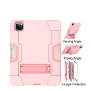 Contrast Color Robot Shockproof Silicone + PC Protective Case with Holder & Pen Slot For iPad Pro 12.9 (2018) / (2020)(Rose Gold)