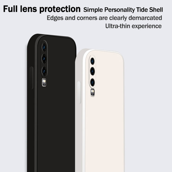 For Huawei P30 Solid Color Imitation Liquid Silicone Straight Edge Dropproof Full Coverage Protective Case(Dark Green)