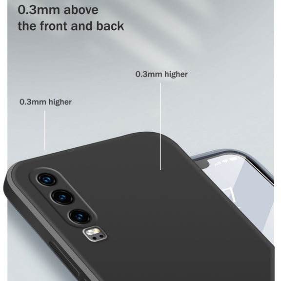 For Huawei P30 Solid Color Imitation Liquid Silicone Straight Edge Dropproof Full Coverage Protective Case(Dark Green)