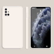 For Samsung Galaxy M51 Solid Color Imitation Liquid Silicone Straight Edge Dropproof Full Coverage Protective Case(White)