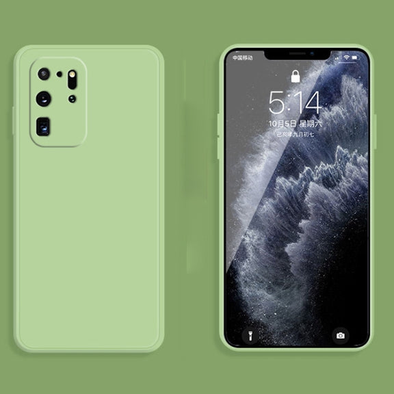 For Samsung Galaxy S20 Ultra Solid Color Imitation Liquid Silicone Straight Edge Dropproof Full Coverage Protective Case(Matcha Green)