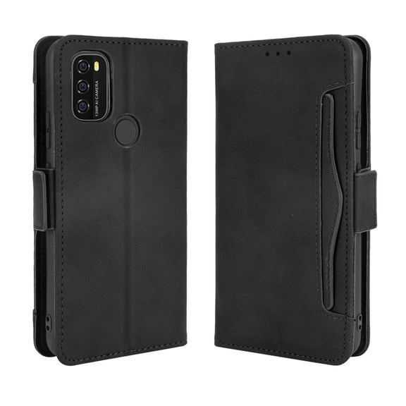 For Blackview A70 (2021) Skin Feel Calf Pattern Horizontal Flip Leather Case with Holder & Card Slots & Photo Frame(Black)