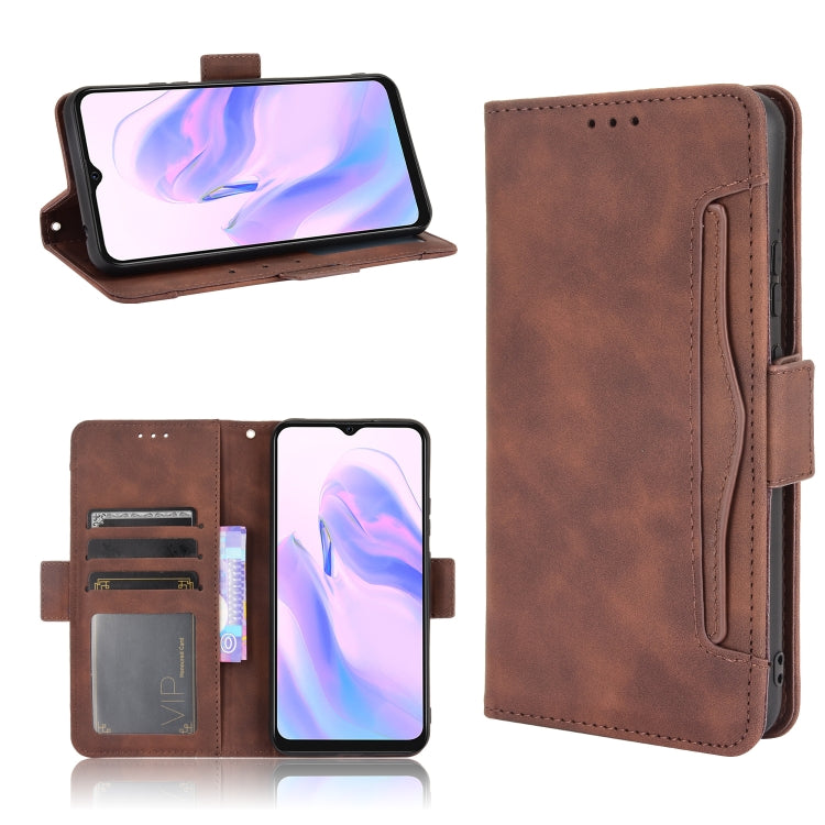 For Blackview A70 (2021) Skin Feel Calf Pattern Horizontal Flip Leather Case with Holder & Card Slots & Photo Frame(Brown)