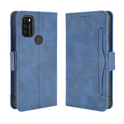 For Blackview A70 (2021) Skin Feel Calf Pattern Horizontal Flip Leather Case with Holder & Card Slots & Photo Frame(Blue)