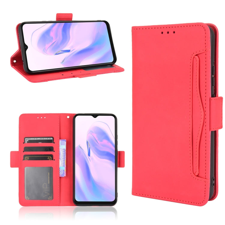 For Blackview A70 (2021) Skin Feel Calf Pattern Horizontal Flip Leather Case with Holder & Card Slots & Photo Frame(Red)