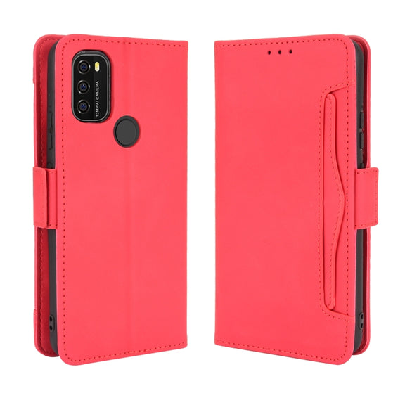 For Blackview A70 (2021) Skin Feel Calf Pattern Horizontal Flip Leather Case with Holder & Card Slots & Photo Frame(Red)