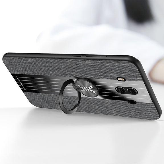 For Huawei Mate 10 Pro XINLI Stitching Cloth Textue Shockproof TPU Protective Case with Ring Holder(Grey)