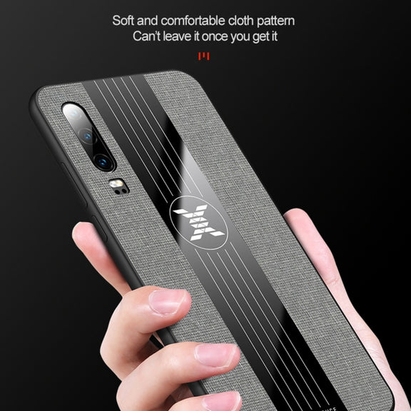 For Huawei P30 XINLI Stitching Cloth Textue Shockproof TPU Protective Case(Black)