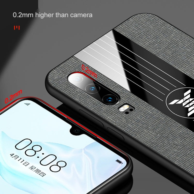 For Huawei P30 XINLI Stitching Cloth Textue Shockproof TPU Protective Case(Black)