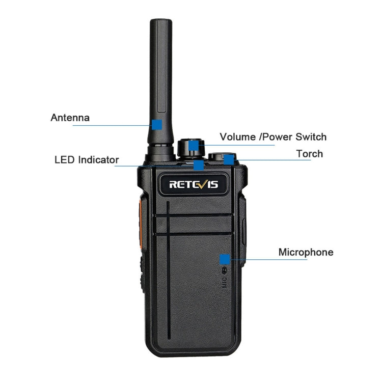 RETEVIS RB637 EU Frequency PMR446 16CHS License-free Two Way Radio Handheld Bluetooth Walkie Talkie(Black)