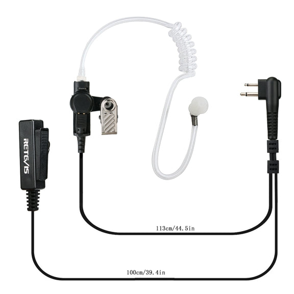 RETEVIS M 2 Pin Long Clip Air Guide Covert Acoustic Tube Earpiece Speaker Microphone