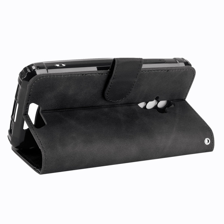 For Blackview BV6600 Solid Color Skin Feel Magnetic Buckle Horizontal Flip Calf Texture PU Leather Case with Holder & Card Slots & Wallet(Black)