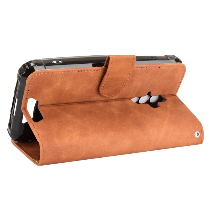 For Blackview BV6600 Solid Color Skin Feel Magnetic Buckle Horizontal Flip Calf Texture PU Leather Case with Holder & Card Slots & Wallet(Brown)
