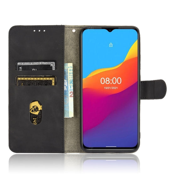 For Ulefone Note 10 Solid Color Skin Feel Magnetic Buckle Horizontal Flip Calf Texture PU Leather Case with Holder & Card Slots & Wallet(Black)