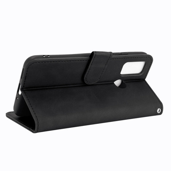 For Ulefone Note 10 Solid Color Skin Feel Magnetic Buckle Horizontal Flip Calf Texture PU Leather Case with Holder & Card Slots & Wallet(Black)