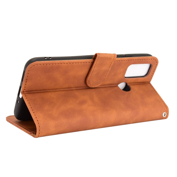 For Ulefone Note 10 Solid Color Skin Feel Magnetic Buckle Horizontal Flip Calf Texture PU Leather Case with Holder & Card Slots & Wallet(Brown)
