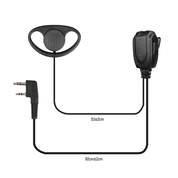 RETEVIS RE-3224 K 2 Pin D-type Earhook Earphone Microphone for H777/RT21/RT22/RT24/RT1/ RT3/RT81